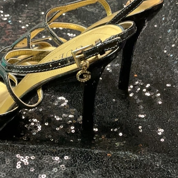 GUESS Glossy Black Strappy Heels - Picture 5 of 5